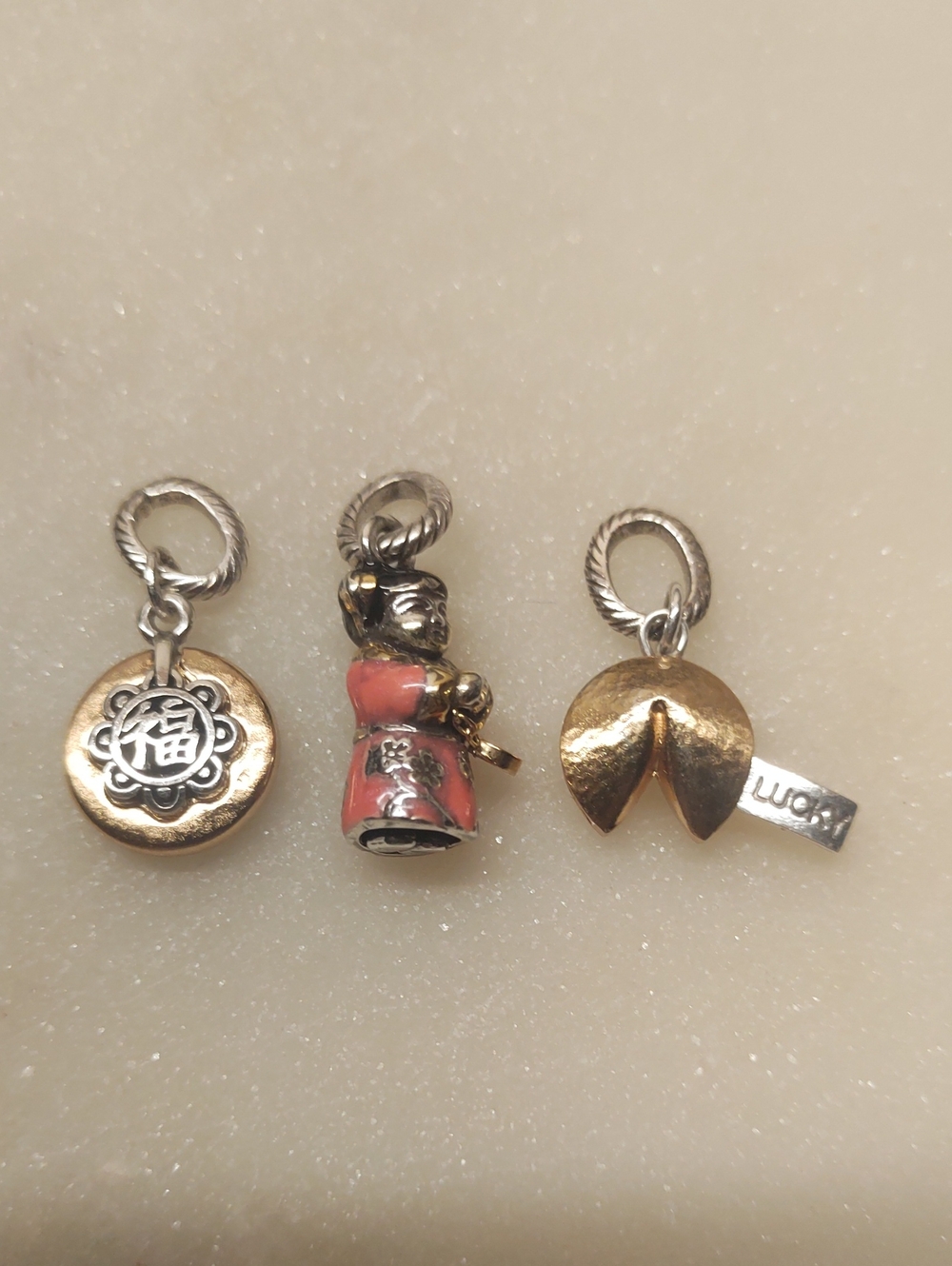 Brighton 3 Charms Set! Fortune Cookie Happiness And China Doll